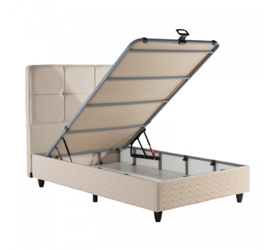 Κρεβάτι ημίδιπλο Punto με αποθηκευτικό χώρο κρεμ βελούδο 120x200εκ Υλικό: MELAMINE CHIPBOARD - SPONGE - FOAM - VELVET - PP 424-000001