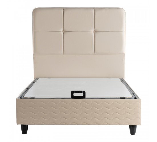 Κρεβάτι ημίδιπλο Punto με αποθηκευτικό χώρο κρεμ βελούδο 120x200εκ Υλικό: MELAMINE CHIPBOARD - SPONGE - FOAM - VELVET - PP 424-000001