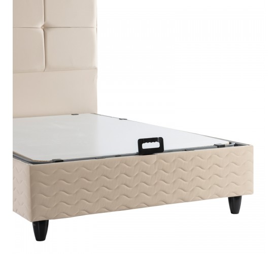 Κρεβάτι ημίδιπλο Punto με αποθηκευτικό χώρο κρεμ βελούδο 120x200εκ Υλικό: MELAMINE CHIPBOARD - SPONGE - FOAM - VELVET - PP 424-000001