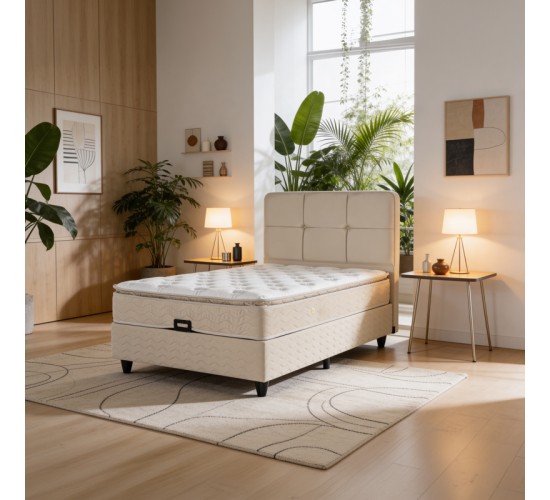 Κρεβάτι ημίδιπλο Punto με αποθηκευτικό χώρο κρεμ βελούδο 120x200εκ Υλικό: MELAMINE CHIPBOARD - SPONGE - FOAM - VELVET - PP 424-000001