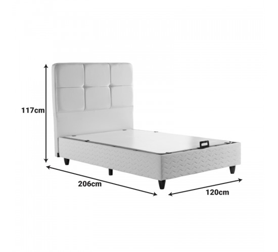 Κρεβάτι ημίδιπλο Punto με αποθηκευτικό χώρο κρεμ βελούδο 120x200εκ Υλικό: MELAMINE CHIPBOARD - SPONGE - FOAM - VELVET - PP 424-000001