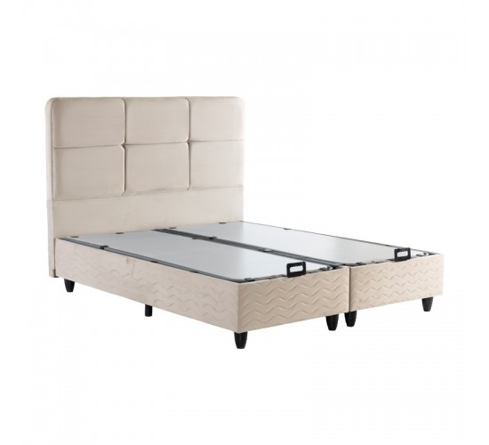 Κρεβάτι διπλό Punto με αποθηκευτικό χώρο κρεμ βελούδο 160x200εκ 424-000002