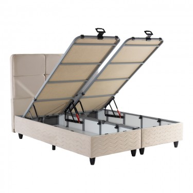 Κρεβάτι διπλό Punto με αποθηκευτικό χώρο κρεμ βελούδο 160x200εκ 424-000002