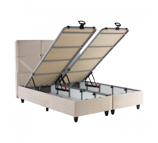 Κρεβάτι διπλό Punto με αποθηκευτικό χώρο κρεμ βελούδο 160x200εκ 424-000002