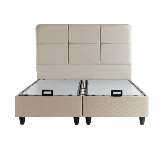 Κρεβάτι διπλό Punto με αποθηκευτικό χώρο κρεμ βελούδο 160x200εκ 424-000002