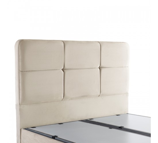 Κρεβάτι διπλό Punto με αποθηκευτικό χώρο κρεμ βελούδο 160x200εκ 424-000002