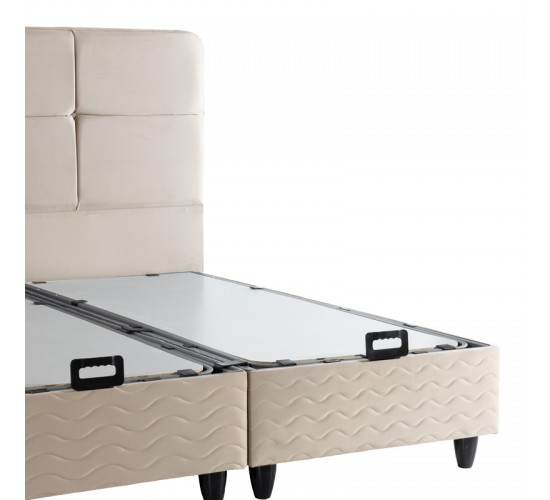 Κρεβάτι διπλό Punto με αποθηκευτικό χώρο κρεμ βελούδο 160x200εκ 424-000002