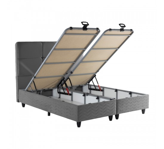 Κρεβάτι διπλό Punto με αποθηκευτικό χώρο ανθρακί βελούδο 160x200εκ 424-000004