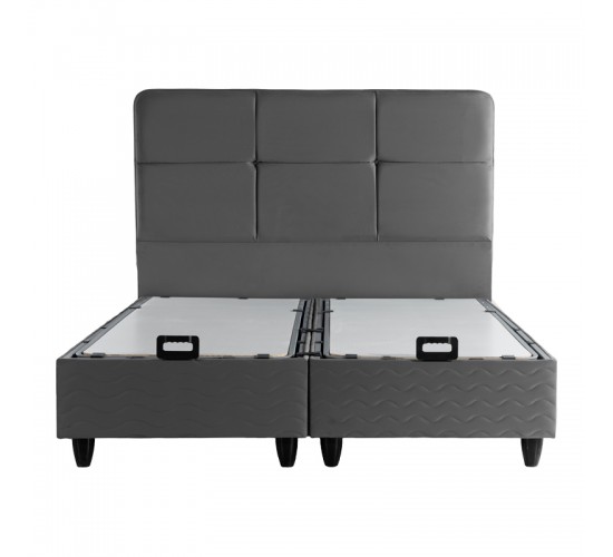 Κρεβάτι διπλό Punto με αποθηκευτικό χώρο ανθρακί βελούδο 160x200εκ 424-000004