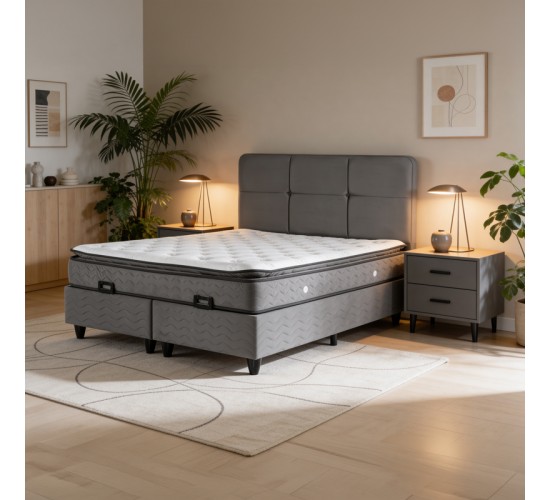 Κρεβάτι διπλό Punto με αποθηκευτικό χώρο ανθρακί βελούδο 160x200εκ 424-000004