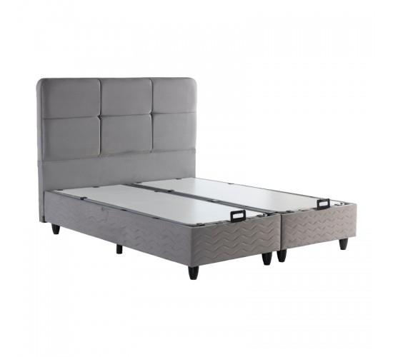 Κρεβάτι διπλό Punto με αποθηκευτικό χώρο γκρι βελούδο 160x200εκ 424-000006