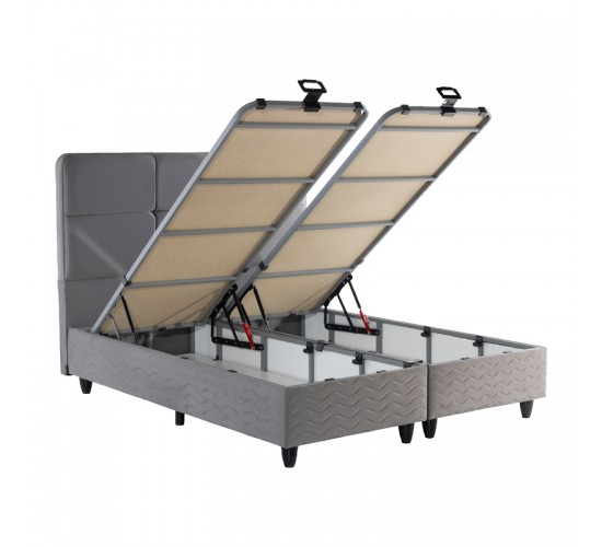 Κρεβάτι διπλό Punto με αποθηκευτικό χώρο γκρι βελούδο 160x200εκ 424-000006