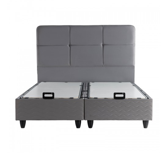 Κρεβάτι διπλό Punto με αποθηκευτικό χώρο γκρι βελούδο 160x200εκ 424-000006