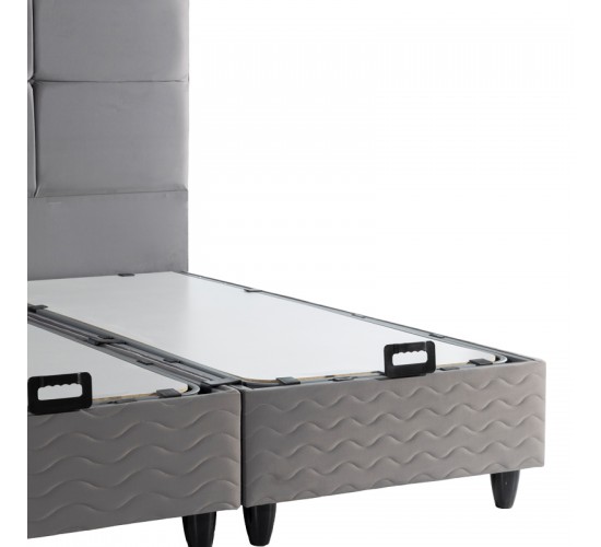 Κρεβάτι διπλό Punto με αποθηκευτικό χώρο γκρι βελούδο 160x200εκ 424-000006