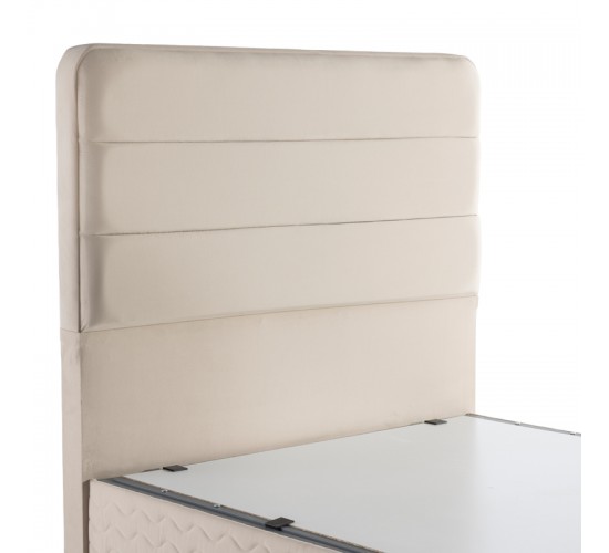 Κρεβάτι ημίδιπλο Linteda με αποθηκευτικό χώρο κρεμ βελούδο 120x200εκ 424-000007