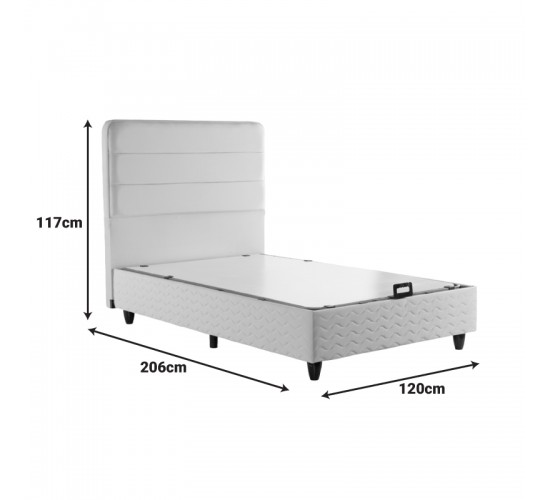 Κρεβάτι ημίδιπλο Linteda με αποθηκευτικό χώρο κρεμ βελούδο 120x200εκ 424-000007