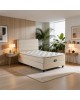 Κρεβάτι ημίδιπλο Linteda με αποθηκευτικό χώρο κρεμ βελούδο 120x200εκ 424-000007