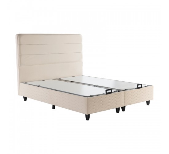 Κρεβάτι διπλό Linteda με αποθηκευτικό χώρο κρεμ βελούδο 160x200εκ 424-000008