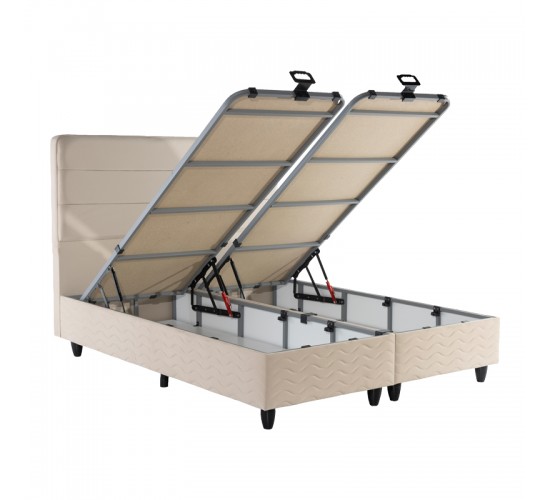 Κρεβάτι διπλό Linteda με αποθηκευτικό χώρο κρεμ βελούδο 160x200εκ 424-000008