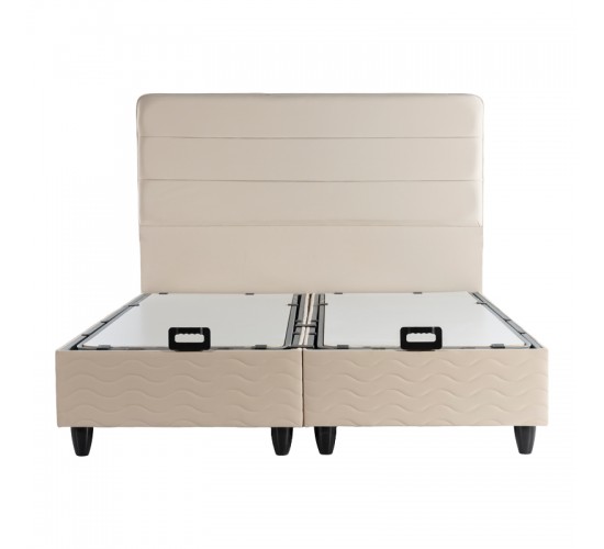 Κρεβάτι διπλό Linteda με αποθηκευτικό χώρο κρεμ βελούδο 160x200εκ 424-000008