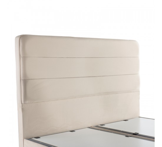 Κρεβάτι διπλό Linteda με αποθηκευτικό χώρο κρεμ βελούδο 160x200εκ 424-000008