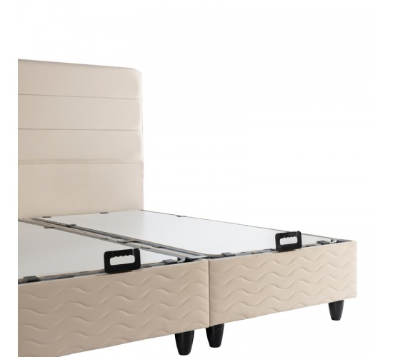 Κρεβάτι διπλό Linteda με αποθηκευτικό χώρο κρεμ βελούδο 160x200εκ 424-000008
