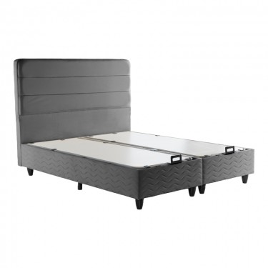 Κρεβάτι διπλό Linteda με αποθηκευτικό χώρο ανθρακί βελούδο 160x200εκ 424-000010