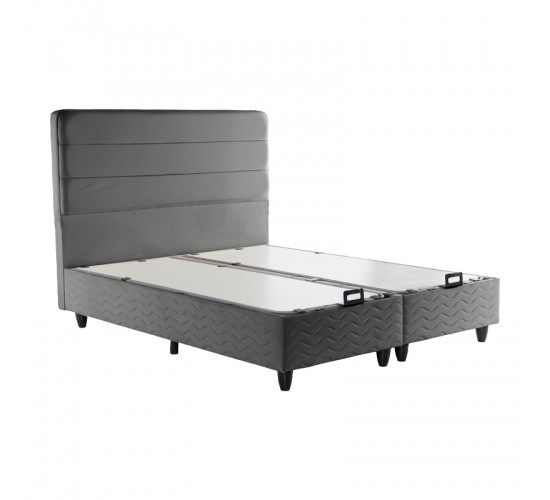 Κρεβάτι διπλό Linteda με αποθηκευτικό χώρο ανθρακί βελούδο 160x200εκ 424-000010