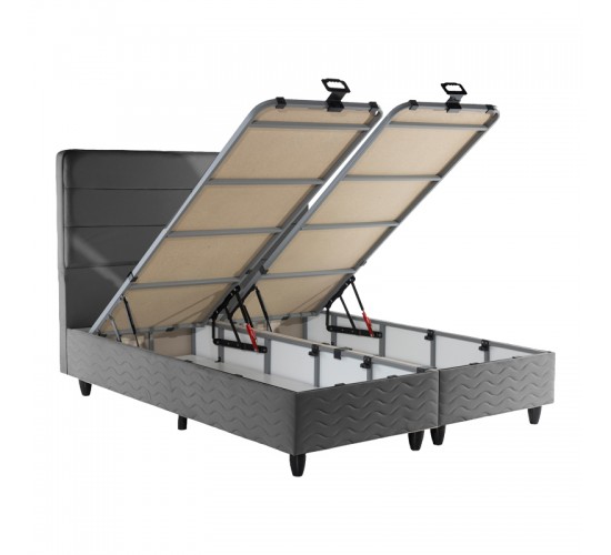 Κρεβάτι διπλό Linteda με αποθηκευτικό χώρο ανθρακί βελούδο 160x200εκ 424-000010
