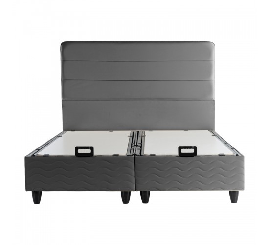 Κρεβάτι διπλό Linteda με αποθηκευτικό χώρο ανθρακί βελούδο 160x200εκ 424-000010