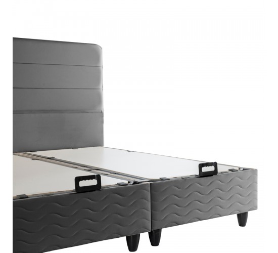 Κρεβάτι διπλό Linteda με αποθηκευτικό χώρο ανθρακί βελούδο 160x200εκ 424-000010
