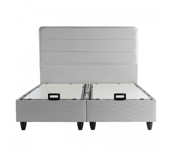 Κρεβάτι διπλό Linteda με αποθηκευτικό χώρο γκρι βελούδο 160x200εκ 424-000012