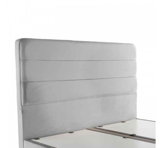 Κρεβάτι διπλό Linteda με αποθηκευτικό χώρο γκρι βελούδο 160x200εκ 424-000012