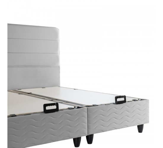 Κρεβάτι διπλό Linteda με αποθηκευτικό χώρο γκρι βελούδο 160x200εκ 424-000012