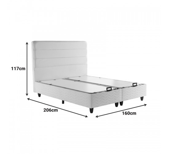 Κρεβάτι διπλό Linteda με αποθηκευτικό χώρο γκρι βελούδο 160x200εκ 424-000012