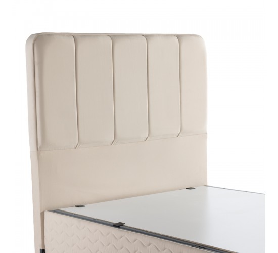 Κρεβάτι ημίδιπλο Lunda με αποθηκευτικό χώρο κρεμ βελούδο 120x200εκ 424-000013