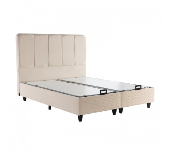Κρεβάτι διπλό Lunda με αποθηκευτικό χώρο κρεμ βελούδο 160x200εκ 424-000014