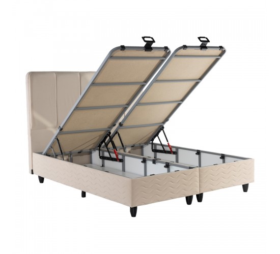 Κρεβάτι διπλό Lunda με αποθηκευτικό χώρο κρεμ βελούδο 160x200εκ 424-000014