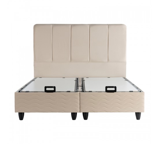 Κρεβάτι διπλό Lunda με αποθηκευτικό χώρο κρεμ βελούδο 160x200εκ 424-000014