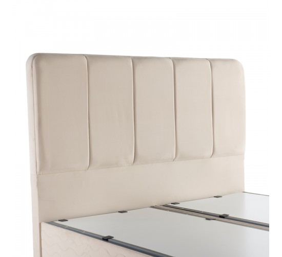 Κρεβάτι διπλό Lunda με αποθηκευτικό χώρο κρεμ βελούδο 160x200εκ 424-000014