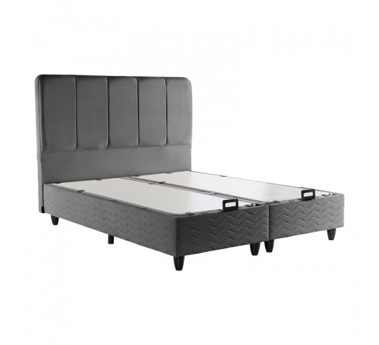 Κρεβάτι διπλό Lunda με αποθηκευτικό χώρο ανθρακί βελούδο 160x200εκ 424-000016