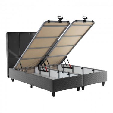 Κρεβάτι διπλό Lunda με αποθηκευτικό χώρο ανθρακί βελούδο 160x200εκ 424-000016