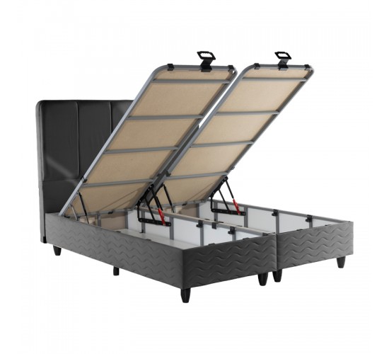 Κρεβάτι διπλό Lunda με αποθηκευτικό χώρο ανθρακί βελούδο 160x200εκ 424-000016