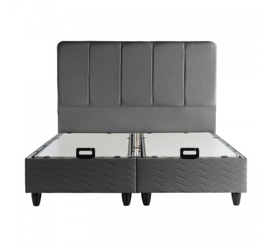 Κρεβάτι διπλό Lunda με αποθηκευτικό χώρο ανθρακί βελούδο 160x200εκ 424-000016