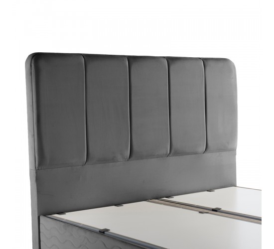 Κρεβάτι διπλό Lunda με αποθηκευτικό χώρο ανθρακί βελούδο 160x200εκ 424-000016