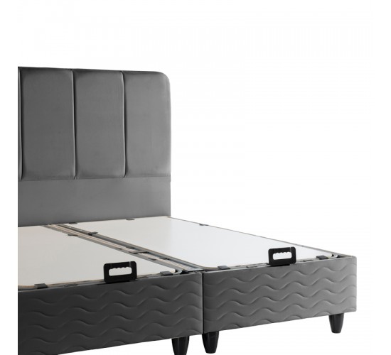 Κρεβάτι διπλό Lunda με αποθηκευτικό χώρο ανθρακί βελούδο 160x200εκ 424-000016