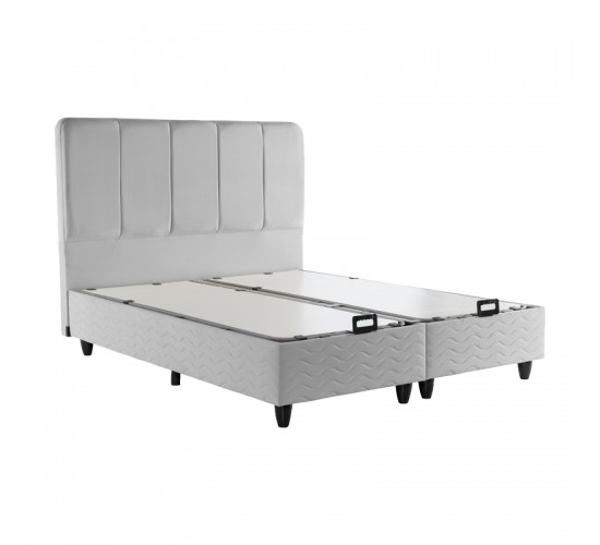 Κρεβάτι διπλό Lunda με αποθηκευτικό χώρο γκρι βελούδο 160x200εκ 424-000018