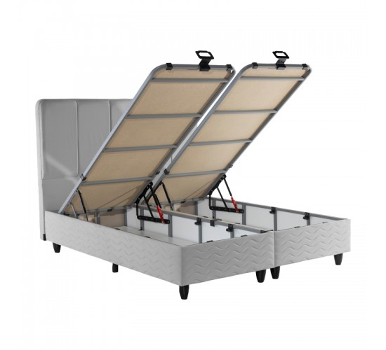 Κρεβάτι διπλό Lunda με αποθηκευτικό χώρο γκρι βελούδο 160x200εκ 424-000018