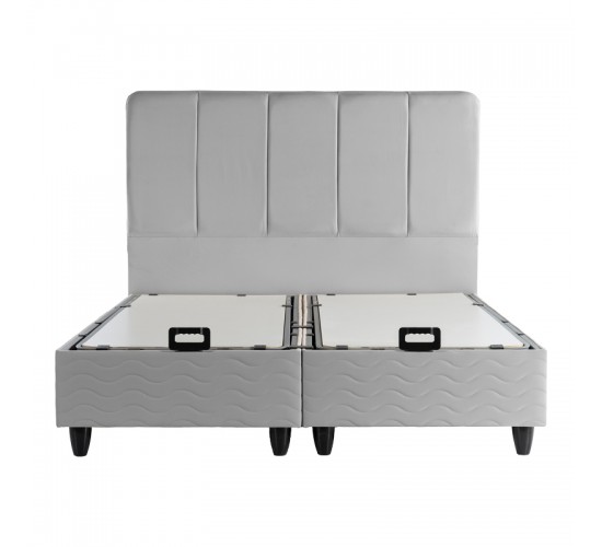 Κρεβάτι διπλό Lunda με αποθηκευτικό χώρο γκρι βελούδο 160x200εκ 424-000018