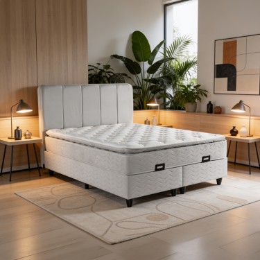 Κρεβάτι διπλό Lunda με αποθηκευτικό χώρο γκρι βελούδο 160x200εκ 424-000018